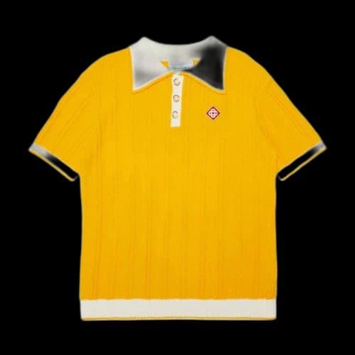 Casablanca Ribbed Boucle Polo 'Yellow'