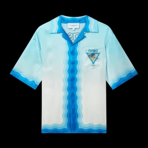 Casablanca Cuban Collar Short-Sleeve Shirt 'Blue'