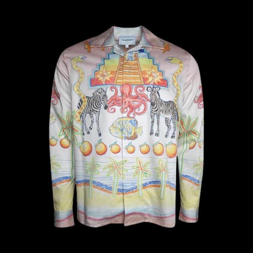Casablanca Cuban Collar Long-Sleeve Shirt 'Lâ´Arbre De Vie'