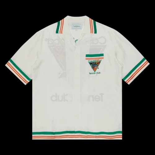 Casablanca Knitted Collar Short-Sleeve Shirt 'White'