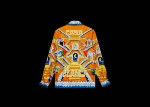 Casablanca Escalier Infini Cuban Collar Silk Shirt Yellow/Orange/Blue