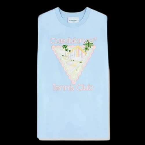 Casablanca Tennis Club Icon Screen Printed T-Shirt Blue