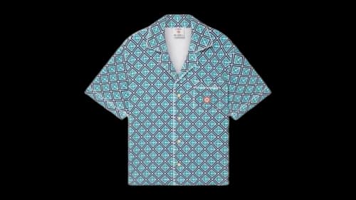 Casablanca Monogram Towelling Short Sleeve Shirt Turquoise