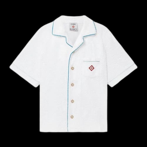 Casablanca Tennis Stripe Towelling Shirt 'White'