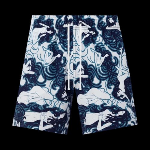 Amiri Naked Girls Swim Trunks 'Blue'
