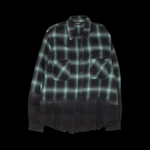 Amiri Dip Dye Shadow Plaid Shirt 'Blue'