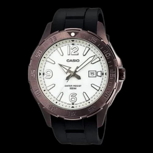 CASIO General Series Quartz Movement Stainless Steel Case White Dial 100 Meter Waterproof Watch Analog Mens