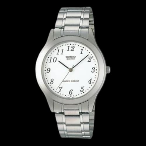 CASIO Waterproof Stainless Steel Strap White Dial Mens White Analog
