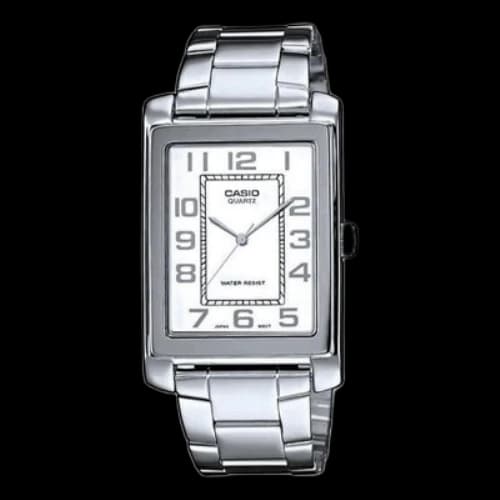 CASIO Dress Watch Quartz Movement Stainless Steel Case White Dial 29mm Watch Mens Silver Analog