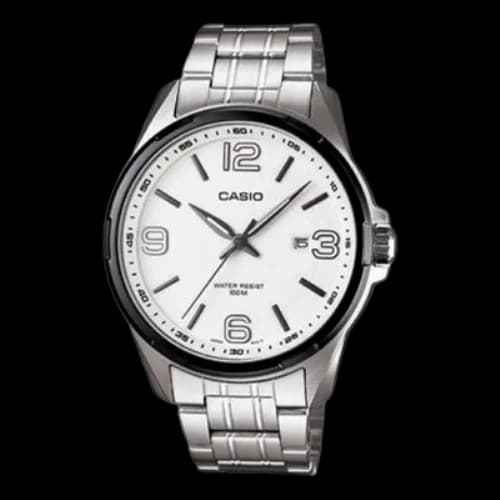 CASIO General Series Quartz Movement Stainless Steel Case White Dial 100 Meter Waterproof Analog