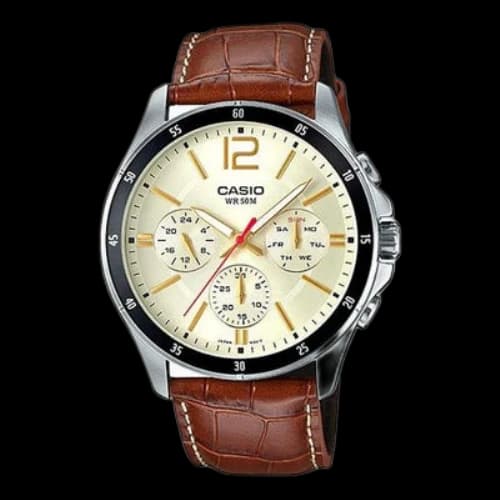 CASIO Waterproof Unisex Mens Light Brown Analog