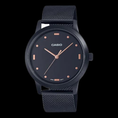 CASIO Stylish Simplicity Watch waterproof Black Pink Metallic Strap