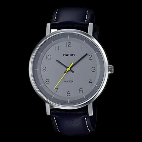 CASIO quartz Leather Strap Gray 50m waterproof Analog Mens