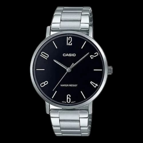 CASIO DRESS Series Black Stainless Steel quartz Casual Watch Analog Mens