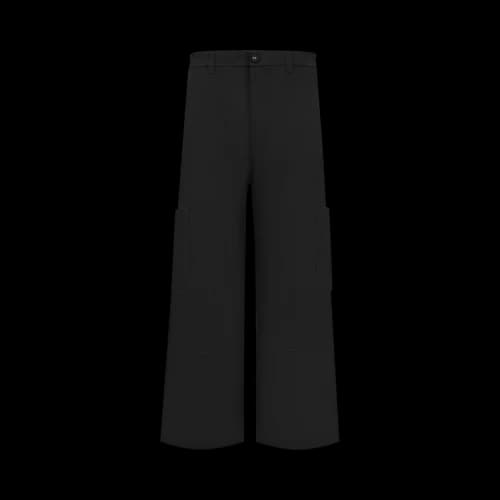Thom Browne Wide Leg Chap Painter Pants In Cotton Twill 'Black'