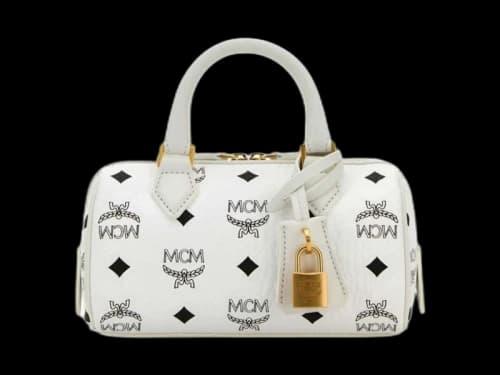 MCM Ella Vi Boston Mini Bag White