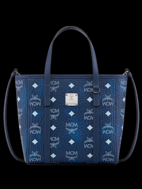 MCM Toni Vi Mini Shopper Blue Visetos