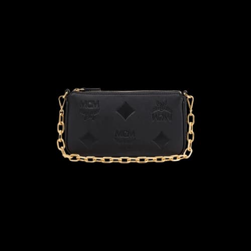 MCM Aren Maxi Monogram Leather Pouch 'Black'