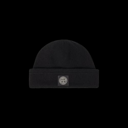 Stone Island Compass Patch Organic Cotton Beanie 'Black'