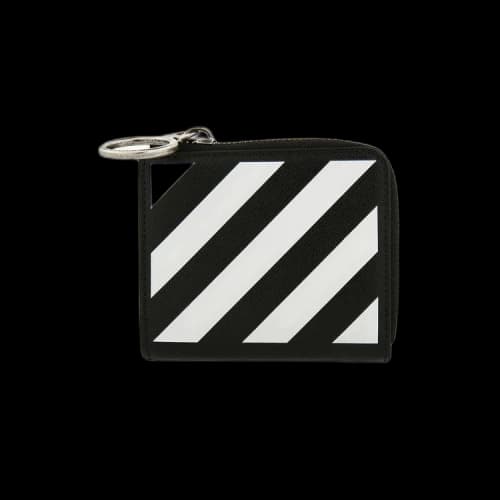 OFF-WHITE Diagonal Stripe Zip Wallet Black/White