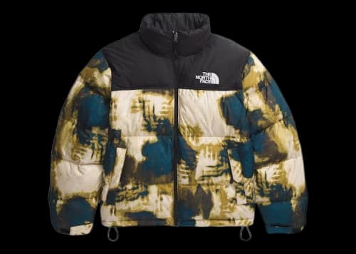 The North Face 1996 Retro Nuptse 700 Fill Packable Jacket Midnight Petrol TNF Bleach Dye Print/TNF Black