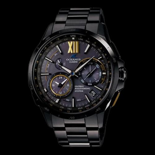 CASIO OCEANUS Series Elegant Navy Blue Business Watch Black Gold OCW-G1000S-1A Mens Black/Gold Analog