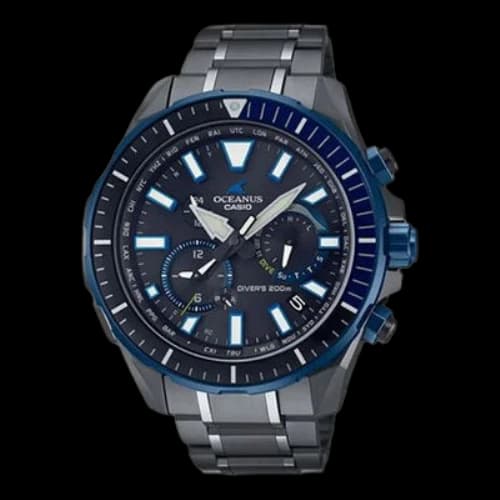 CASIO Male OCEANUS Japan / South Korea Fashion Sapphire Crystal Mens Black Analog