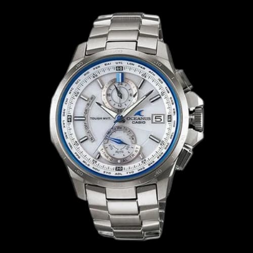 CASIO Stainless Steel Strap Mens WhiteBlue Analog