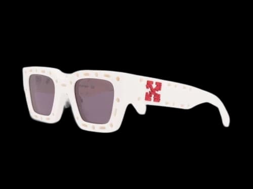 OFF-WHITE Mercer Cut-Out Square Frame Sunglasses White/Red (OERI026S22PLA0010107)