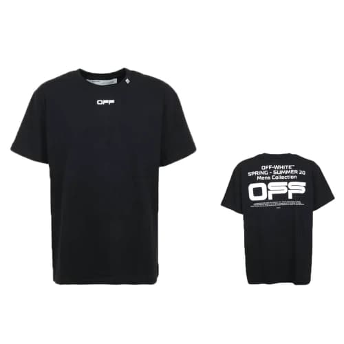 Off-White C/O Virgil Abloh Men's Black Wavy Line Logo Slim Tee Black