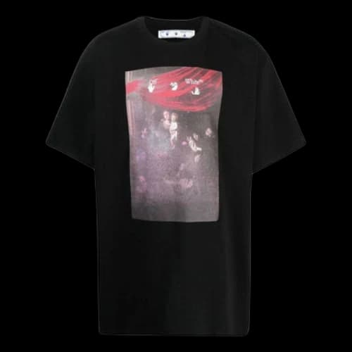 Off-White SS22 Solid Color Pattern Printing Short Sleeve Version Black T-Shirt