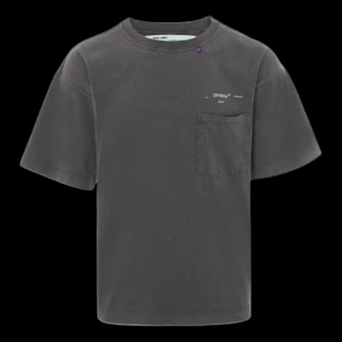 Off-White Minimalistic Design Round Neck Short Sleeve Gray