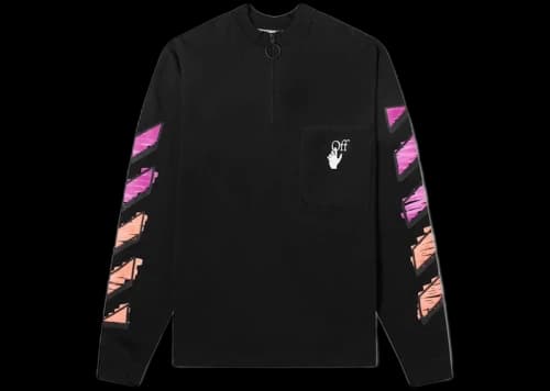 OFF-WHITE Marker Zip Mockneck Black/Fuchsia