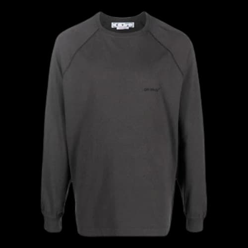 Off-White Logo Printing Pattern Round Neck Pullover Long Sleeves Gray