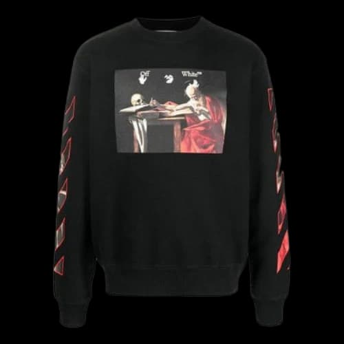 Off-White Pattern Printing Round Neck Long Sleeves Black