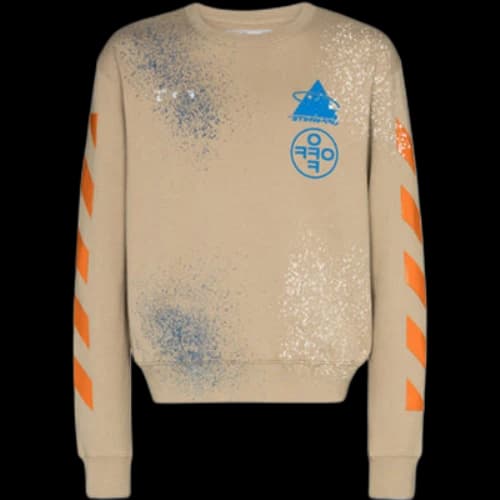 Off-White x Browns 50 Mens Paint-Splatter Round Neck Sweatshirt