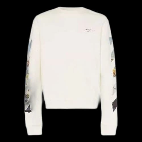 Off-White MENS SS19 Rear Logo Color Painting Diagonals Crew Sweat White