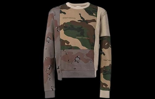 Off-White SS19 Printing Cotton Pullover Fleece Men Camo