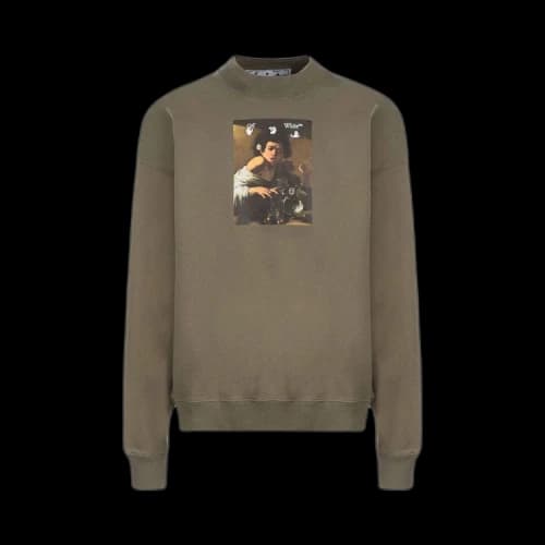 Off-White Caravaggio Boy Skate Crewneck 'Green/Multicolor'