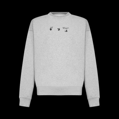 Off-White FW21 Logo Round Neck Pullover Loose Fit Gray