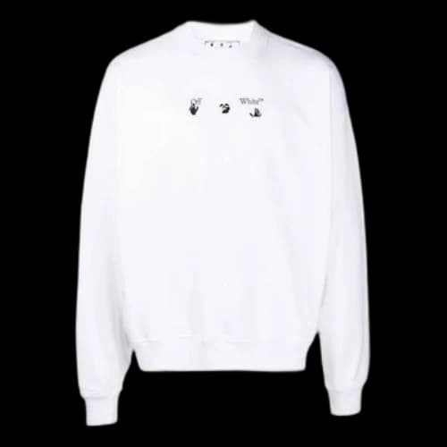 Off-White FW21 Arrow Pattern Round Neck Pullover Loose Fit White