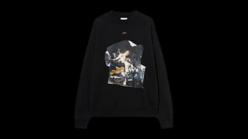 OFF-WHITE Cupid Paper Skate Crewneck Sweatshirt Black/Ocher Yellow