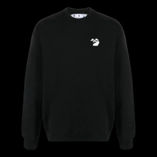 Off-White Logo Printing Round Neck Sports Loose Fit Black