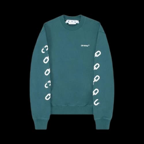 Off-White Chain Arrow Slim Crewneck 'Duck Green/White'