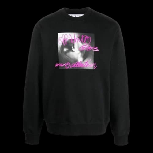 Off-White FW22 Alphabet Logo Pattern Printing Round Neck Pullover Long Sleeves Black