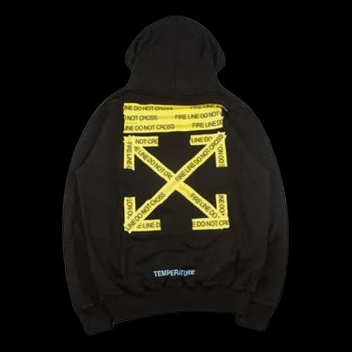 Off-White Firetape Hoodie 'Black Yellow'