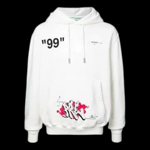Off-White SS19 Graffiti Printed Sweatshirt White