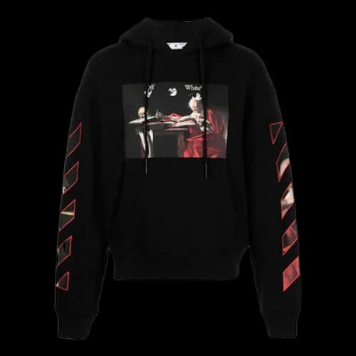 Off-White SS22 Pattern Printing Hooded Long Sleeves Loose Fit Black