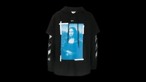 OFF-WHITE Blue Monalisa Double Tee Skate Fit Hoodie Black