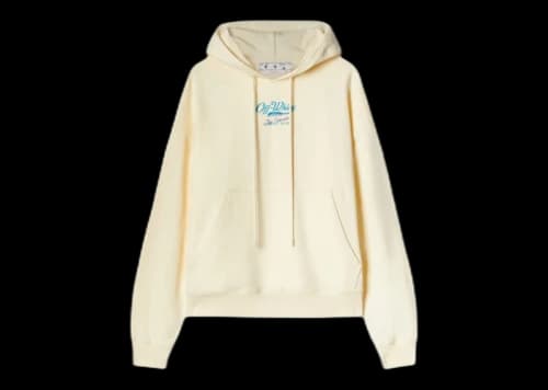 OFF-WHITE Script Logo Opp Over Skate Hoodie Ivory/Light Blue